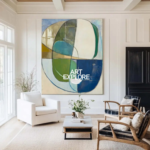 Extra Large Turquoise Texture Painting Blue Abstract Canvas Art Modern Green Texture Paintings