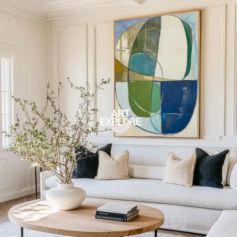 Extra Large Turquoise Texture Painting Blue Abstract Canvas Art Modern Green Texture Paintings