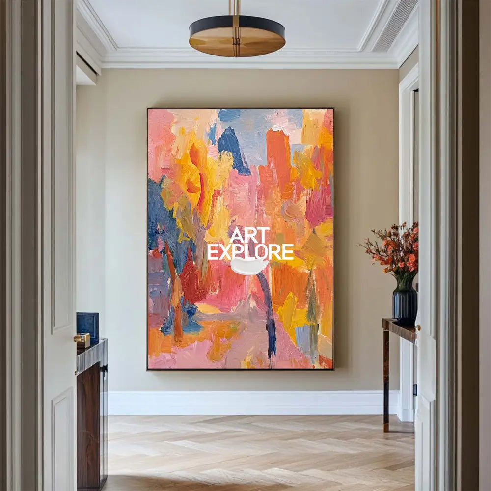 Large Colorful Texture Art Painting Red Pink Abstract Art Modern Pink Abstract Wall Art For Sale