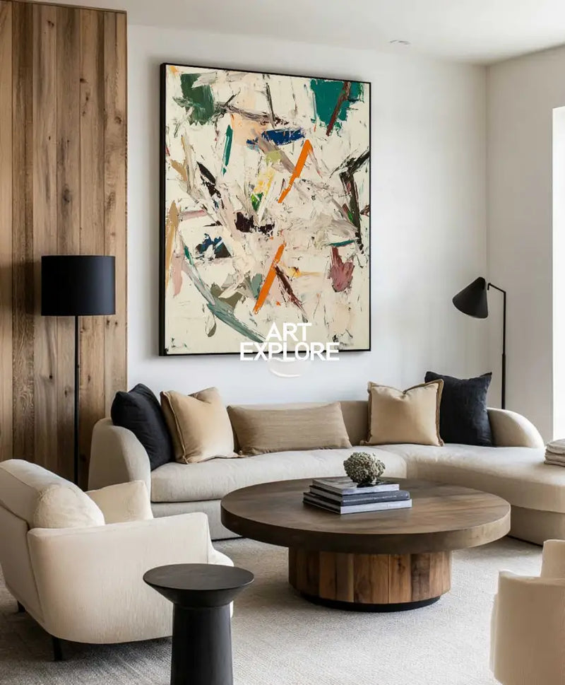 Large Beige Texture Art Painting Wabi-sabi Beige Wall Art Modern Beige Abstract Wall Art For Sale