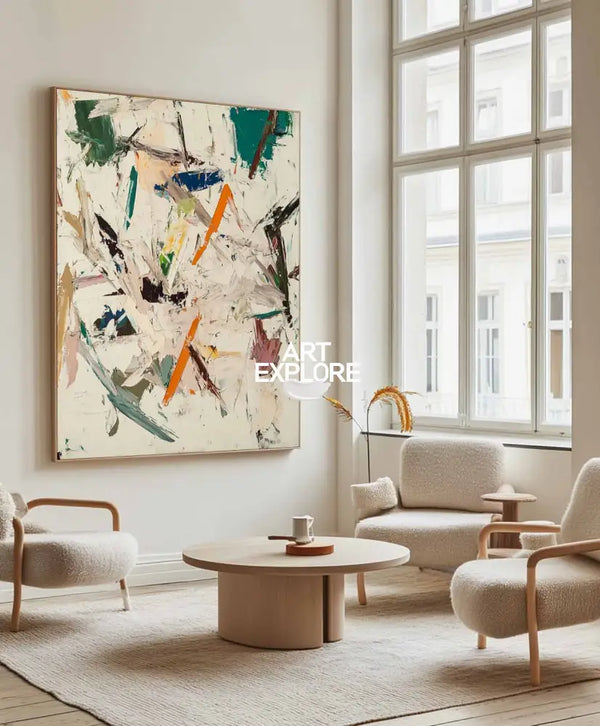 Large Beige Texture Art Painting Wabi-sabi Beige Wall Art Modern Beige Abstract Wall Art For Sale