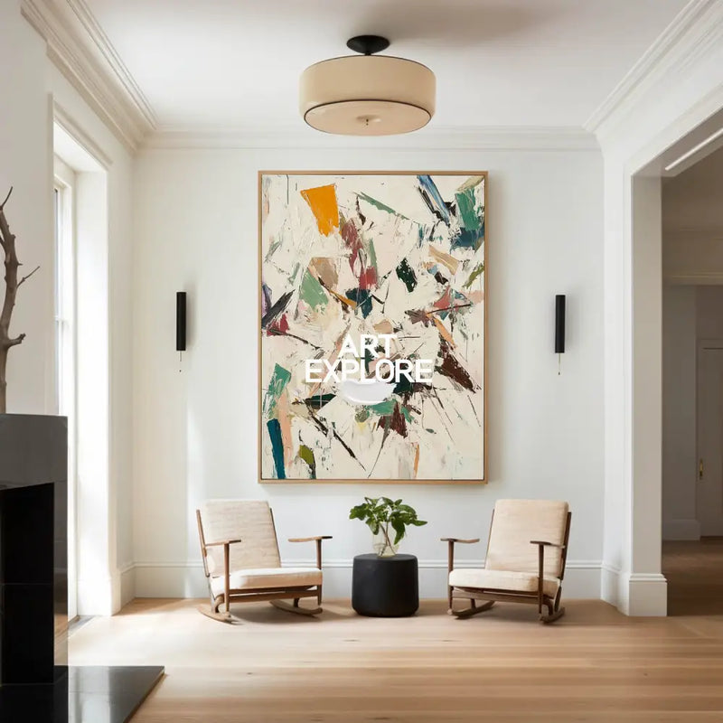 Large Wabi-sabi Beige Painting Beige Abstract Wall Art Beige Texture Artwork For Livingroom