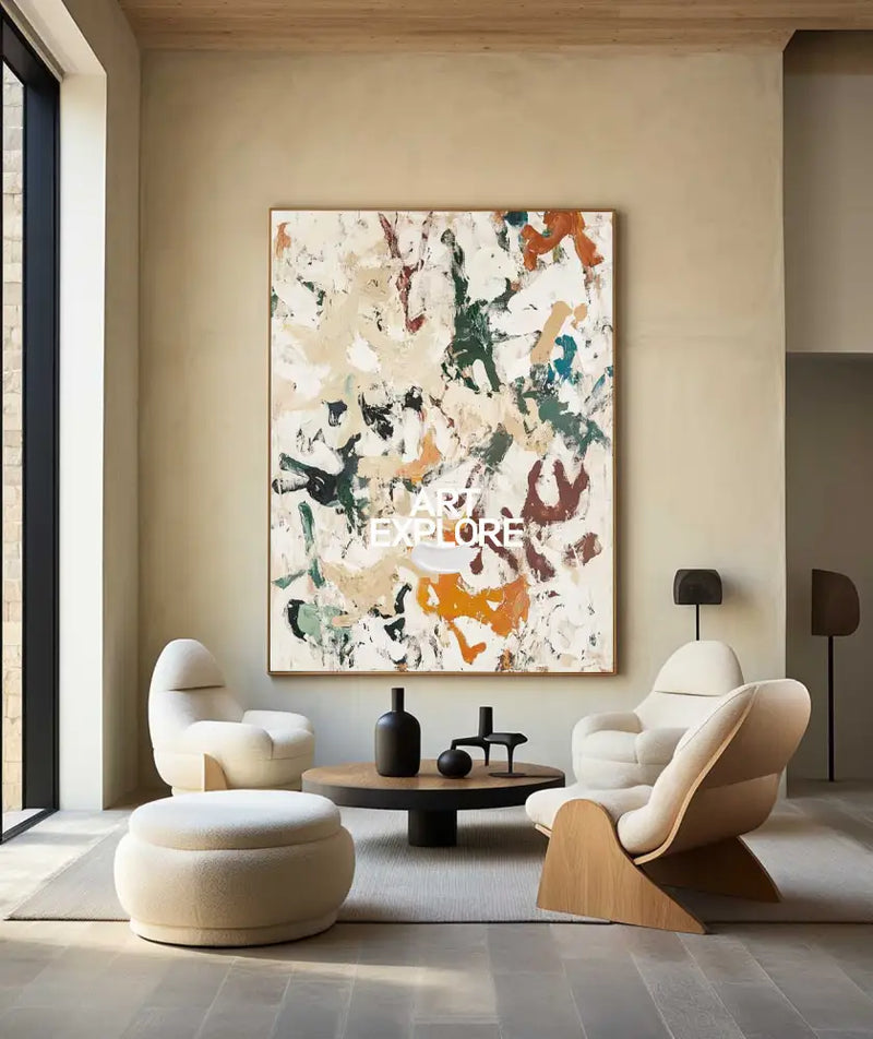 Large Beige Texture Paintings Beige Minimalist Wall Art Oversized Beige Abstract Fine Art For Sale