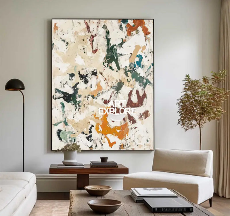 Large Beige Texture Paintings Beige Minimalist Wall Art Oversized Beige Abstract Fine Art For Sale