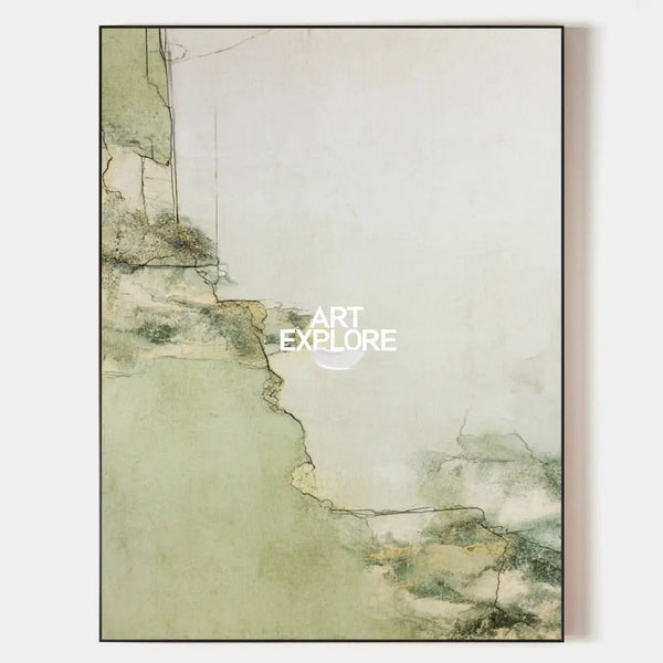 Large Green Texture Artwork Modern Sage Color Wall Art Modern Minimalist Fine Art For Livingroom