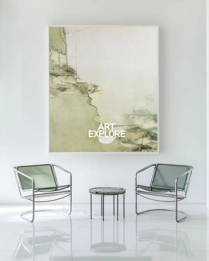 Large Green Texture Artwork Modern Sage Color Wall Art Modern Minimalist Fine Art For Livingroom
