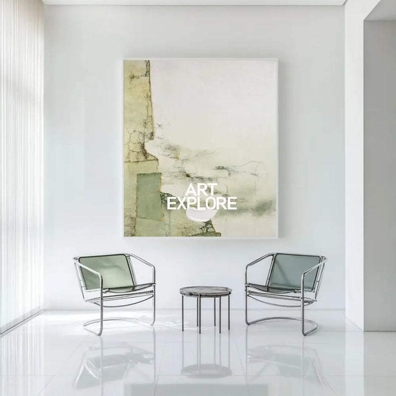 Large Green Artwork Green Minimalist Painting Modern Sage Color Wall Art Green Livingroom Wall Art