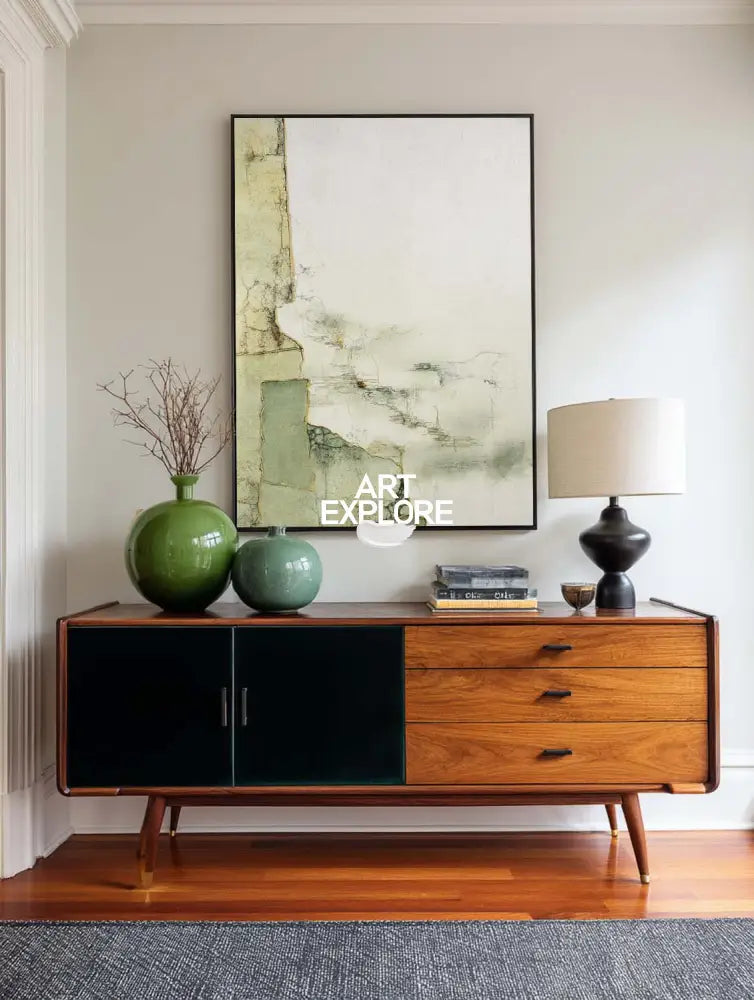 Large Green Artwork Green Minimalist Painting Modern Sage Color Wall Art Green Livingroom Wall Art