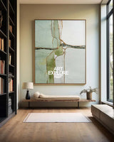 Wabi-sabi Green Texture Painting Large Sage Color Wall Art Modern Minimalist Wall Art For Sale