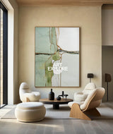 Wabi-sabi Green Texture Painting Large Sage Color Wall Art Modern Minimalist Wall Art For Sale