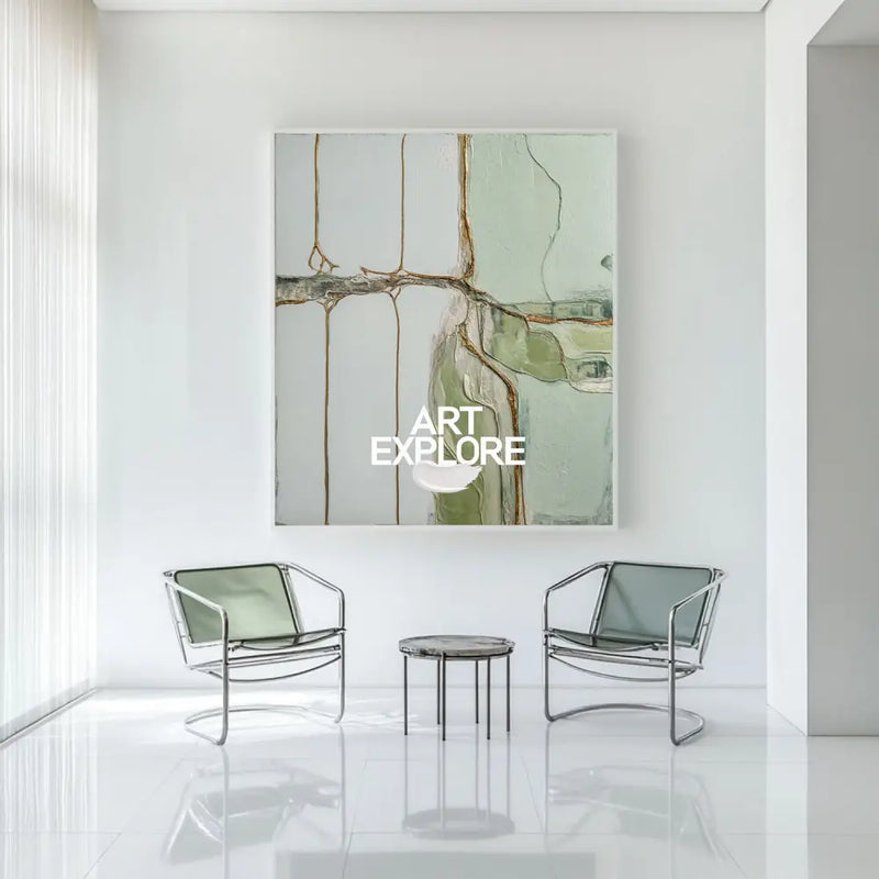 Green Texture Canvas Painting Wabi-sabi Sage Color Wall Art Large Abstract Minimalist Wall Art