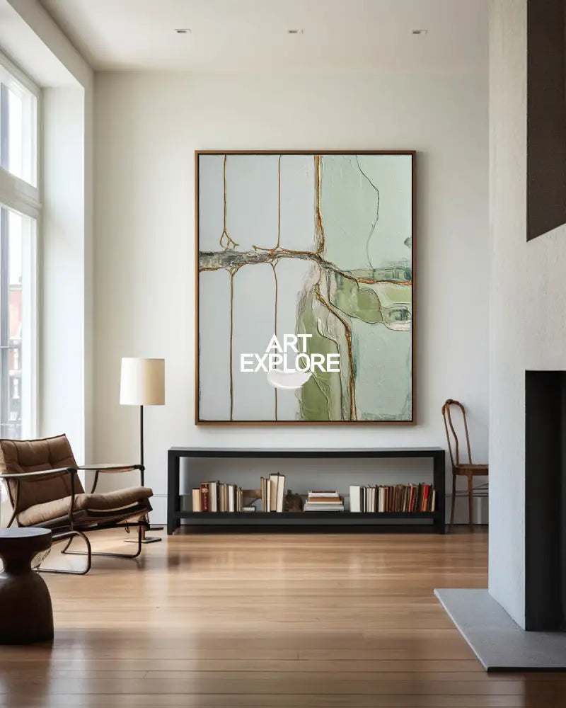 Green Texture Canvas Painting Wabi-sabi Sage Color Wall Art Large Abstract Minimalist Wall Art