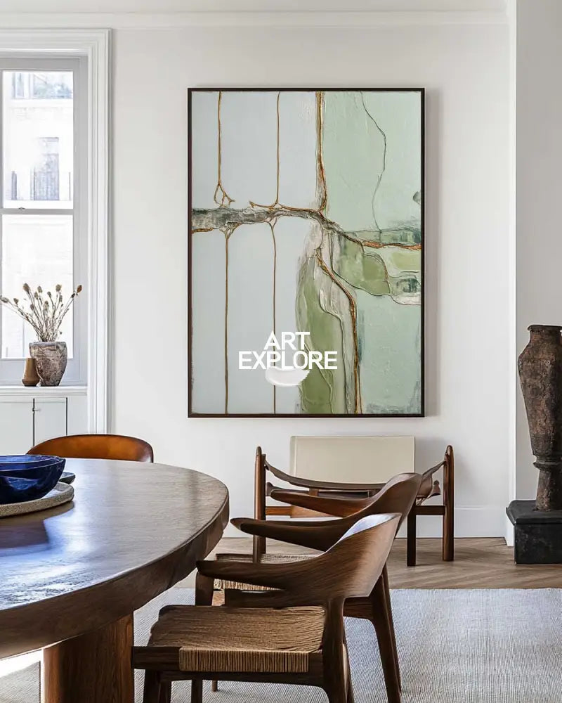 Green Texture Canvas Painting Wabi-sabi Sage Color Wall Art Large Abstract Minimalist Wall Art