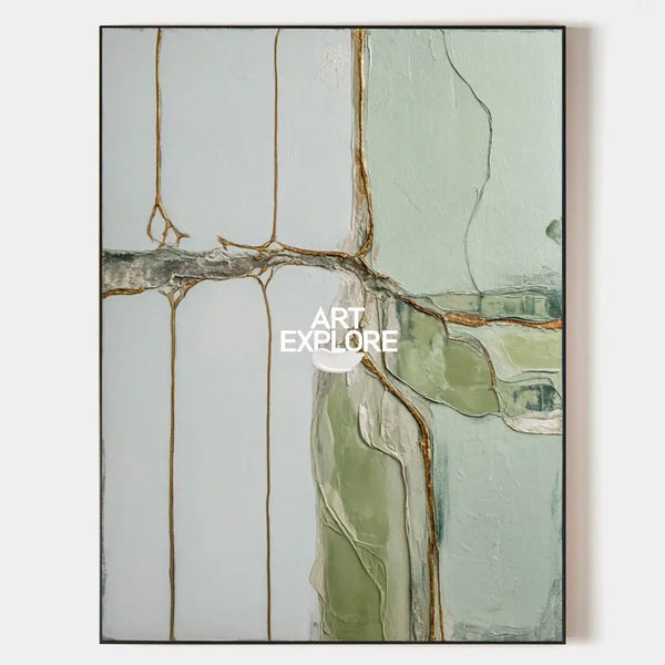 Green Texture Canvas Painting Wabi-sabi Sage Color Wall Art Large Abstract Minimalist Wall Art