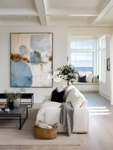 Large Sky Blue Textured Minimalist Wall Art – Modern Vertical Canvas by ArtExplore