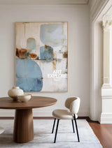 ArtExplore Textured Sky Blue Minimalist Painting – Modern Vertical Art for Home