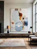 Handmade Blue Abstract Canvas Painting – Modern Vertical Wall Art for Living Room Décor