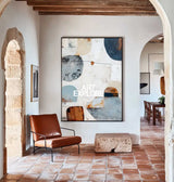 ArtExplore Textured Blue Abstract Canvas – Modern Wabi-Sabi Style Home Decor