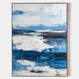 Modern Blue Abstract Wall Art – Large Textured Knife Palette Painting for Home Decor | ArtExplore