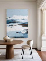 Contemporary Blue Knife Texture Wall Art – Handmade Large Painting for Home | ArtExplore