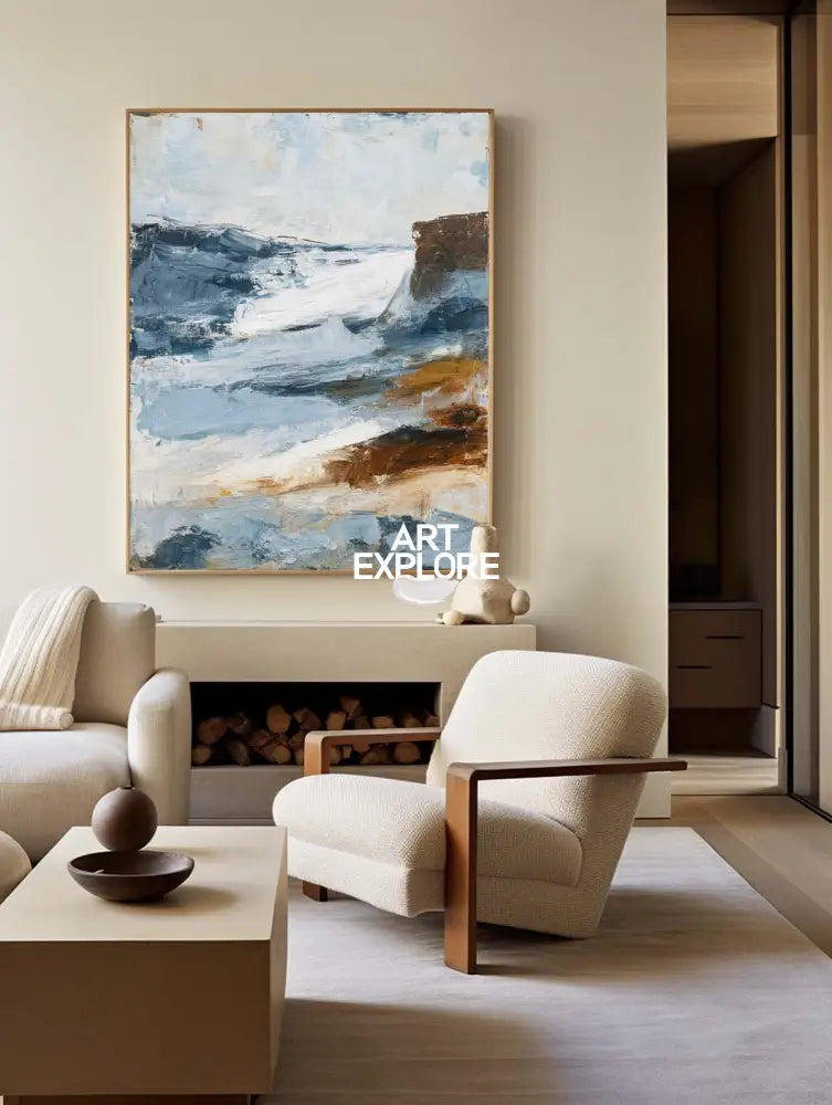 Large Blue Knife Palette Painting – Modern Wall Art for Home & Office | ArtExplore