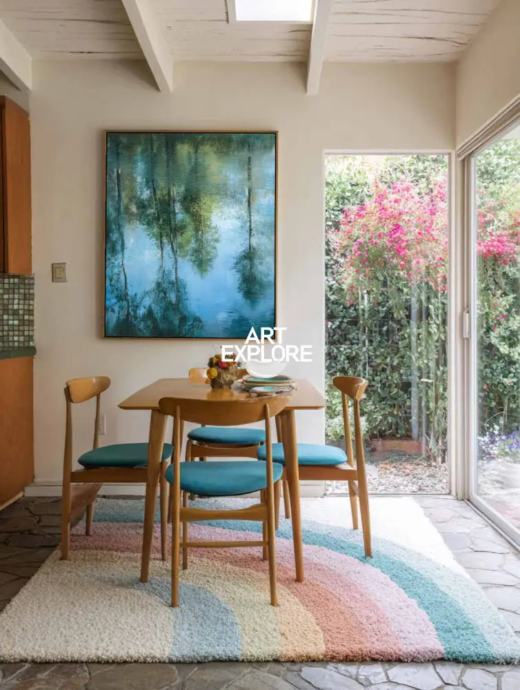 Inspired by Nature – Impressionist Green Reflection Canvas Art for Contemporary Home Decor