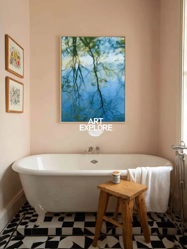 Hand-Painted Green Landscape Oil Painting on Canvas – Modern Vertical Artwork for Large Spaces