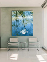 Modern Impressionist Wall Art – Green Trees Over Blue Water Reflections on Canvas