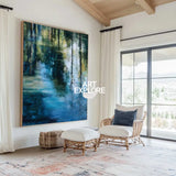 Handmade Green Scenery Oil Painting – Vertical Wall Art for Minimalist Large Spaces | ArtExplore