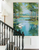 Large Green Scenery Oil Painting on Canvas – Modern Handmade Wall Art | ArtExplore