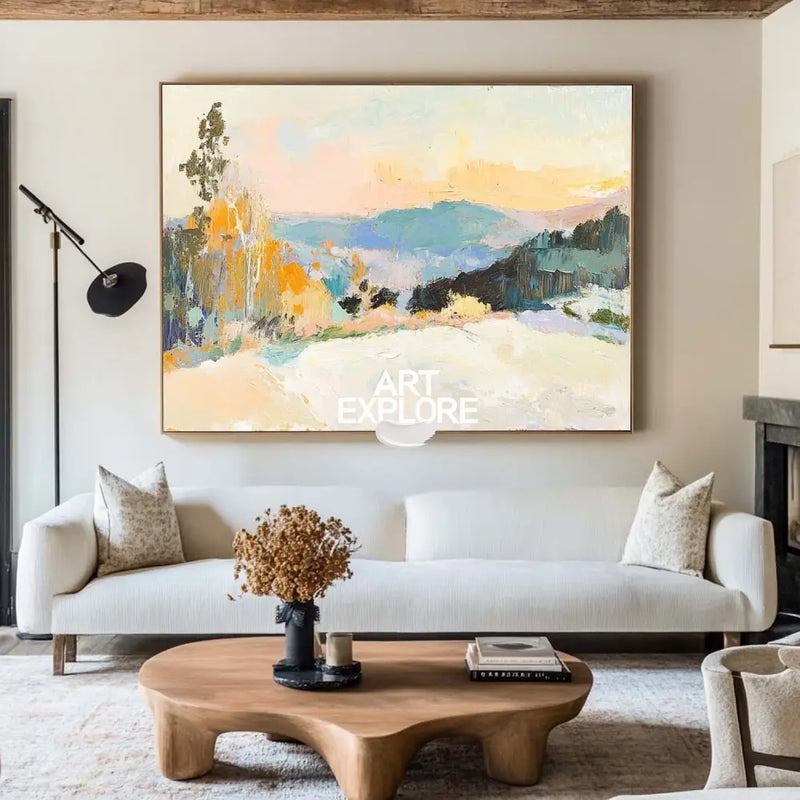 Large White Wall Art Textured Wall Art Colorful Minimalist Canvas Art Abstract Livingroom Wall Art