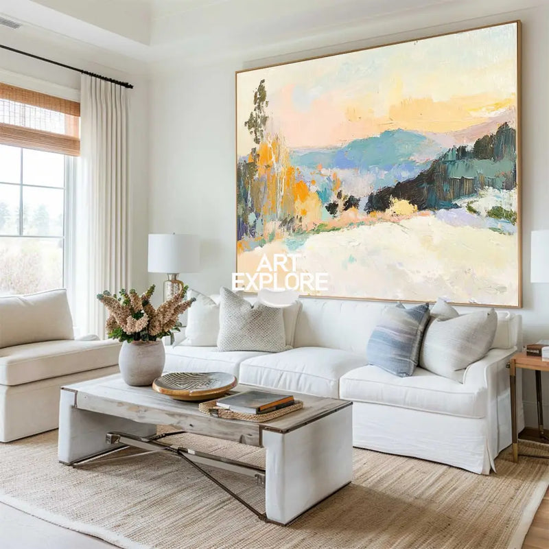 Large White Wall Art Textured Wall Art Colorful Minimalist Canvas Art Abstract Livingroom Wall Art