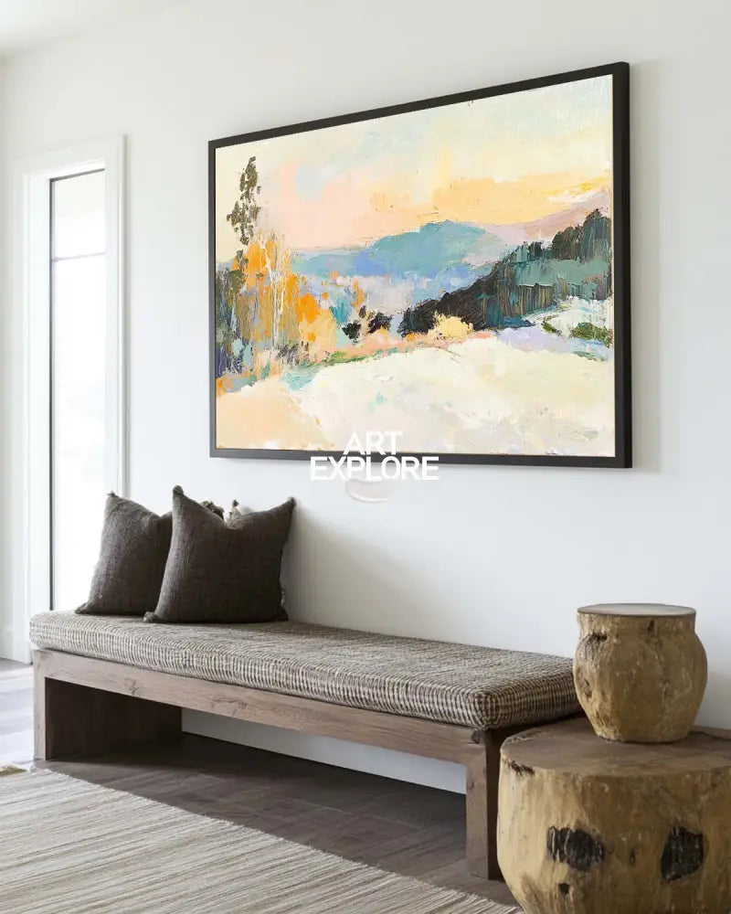 Large White Wall Art Textured Wall Art Colorful Minimalist Canvas Art Abstract Livingroom Wall Art