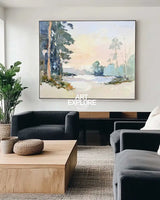 Modern White Wall Art Landscape Textured Wall Art Colorful Minimalist Abstract Livingroom Wall Art