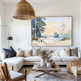 Modern White Wall Art Landscape Textured Wall Art Colorful Minimalist Abstract Livingroom Wall Art