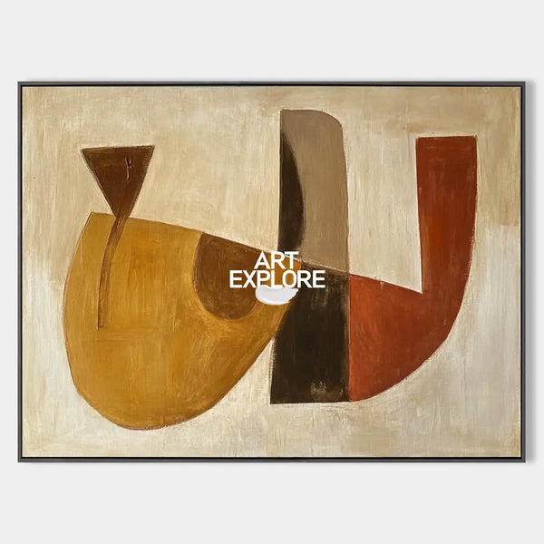Wabi-sabi Brown Abstract Painting Minimalist Textured Art Large Horizontal Canvas Paintings For Sale