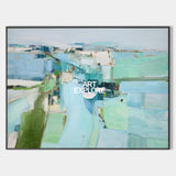 Blue Green Wall Art Blue Textured Painting Large Blue Minimalist Canvas Art Blue Abstract Painting