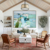 Blue Green Wall Art Blue Textured Painting Large Blue Minimalist Canvas Art Blue Abstract Painting