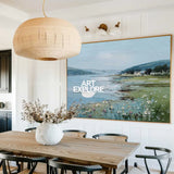 Large Blue Scenery Oil Painting Blue Lake Textured Wall Art Modern Blue Landscape Wall Art For Sale