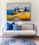 Coastal Scenery with Rustic Villa – Premium Modern Landscape Canvas Art, Rich Texture for Spacious Home Decor