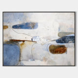 Modern Blue Wabi-Sabi Textured Oil Painting for Living Room – Luxury Canvas Art | ArtExplore