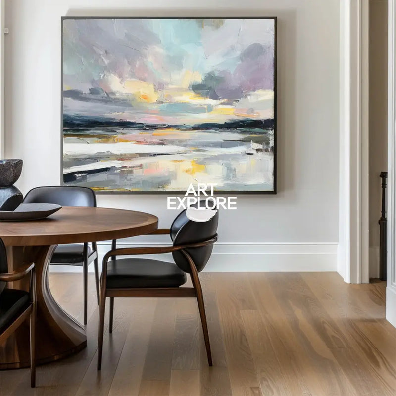 Handmade Blue Abstract Painting – Large Canvas Wall Art for Spacious Interiors by ArtExplore