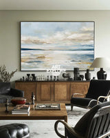 Large Handmade Sunrise Lake Painting – Misty Morning Wall Art for Minimalist Home by ArtExplore