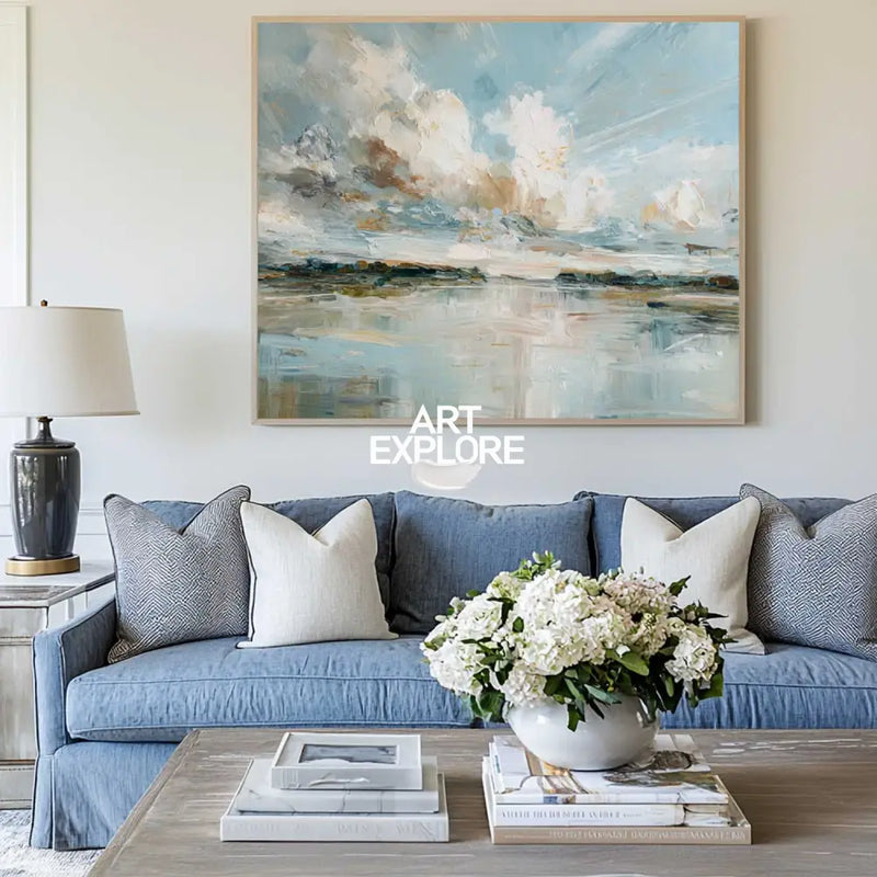 Lake Mist Sunrise Canvas for Entryway or Bedroom Wall, Contemporary Style – ArtExplore