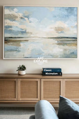 Tranquil Misty Blue Scene for Hallway or Lounge | Modern Handmade Art on Canvas | ArtExplore
