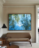 Oversized Blue Textured Reflection Painting – Contemporary Nature Wall Art for Home | ArtExplore