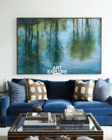 Handmade Blue Landscape Oil Painting for Living Room, Hallway – Modern Minimalist | ArtExplore