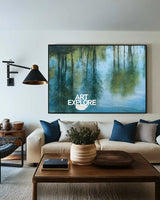 ArtExplore Blue Texture Canvas Art – Modern Large Space Home Decor, Minimalist Vertical Painting