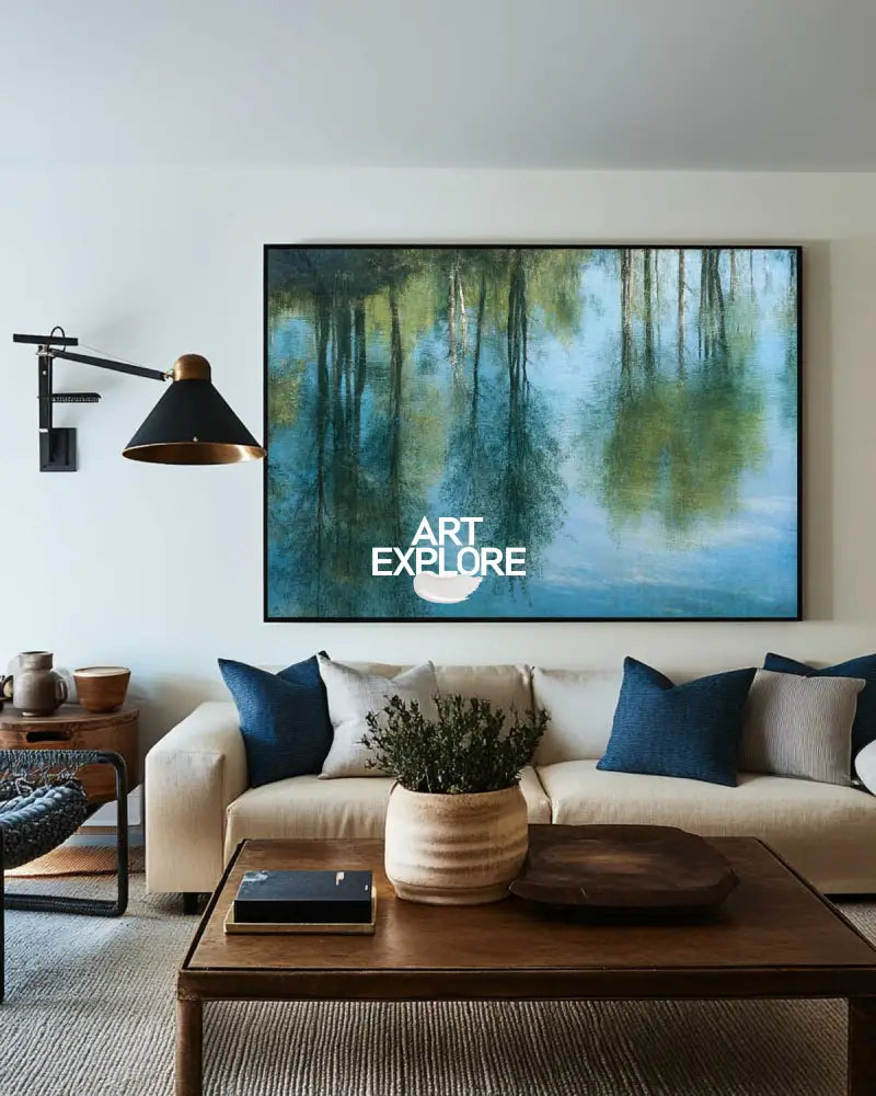 ArtExplore Blue Texture Canvas Art – Modern Large Space Home Decor, Minimalist Vertical Painting