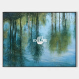 Modern Blue Scenic Textured Painting for Large Spaces – Minimalist Handmade Art | ArtExplore